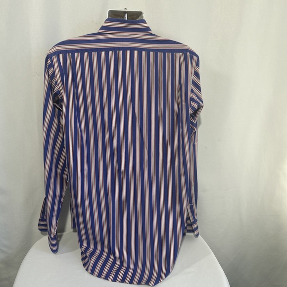 Polo Ralph Lauren Shirt Men Sz 16.5- L Regent Classic Fit Blue Red White Stripe - Picture 3 of 9